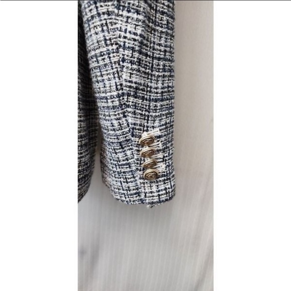 Boucle Single Breasted Plaid Blazer Jacket - Picture 9 of 11